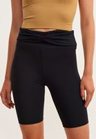 Bayan Siyah Bel Detaylı Biker Tayt