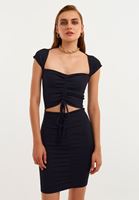 Bayan Siyah Cut-Out Detaylı Mini Elbise