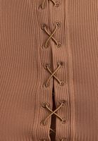 Bayan Kahverengi Halter Yaka Bağcıklı Crop Atlet