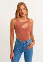 Bayan Turuncu Cut-Out Detaylı Bodysuit