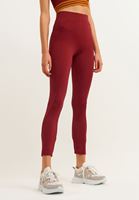 Bayan Bordo High-Rise Esnek Dokulu Tayt