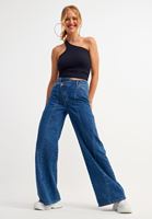 Bayan Siyah Tek Omuz Crop Top
