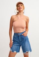Bayan Turuncu Tek Omuz Crop Top