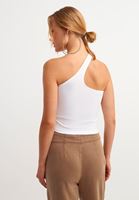 Bayan Beyaz Tek Omuz Crop Top