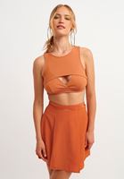 Halter Yaka Crop ve Mini Etek Kombini