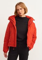 Bayan Kırmızı Oversize Kapitone Şişme Mont