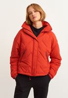 Bayan Kırmızı Oversize Kapitone Şişme Mont