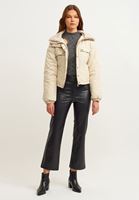 Bayan Bej Vegan Kürk Detaylı Mont