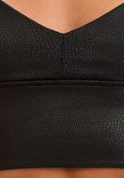 Bayan Siyah V Yaka Askılı Crop Top