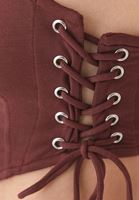 Bayan Bordo Bağlama Detaylı Crop Top 