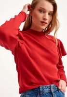 Bayan Bordo Balon Kollu Sıfır Yaka Triko