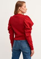 Bayan Bordo Balon Kollu Sıfır Yaka Triko