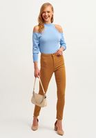 Bayan Mavi Cut-Out Omuz Detaylı Triko