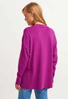 Bayan Mor  V Yaka Oversize Triko