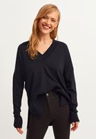 Bayan Siyah  V Yaka Oversize Triko