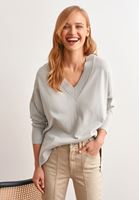 Bayan Gri  V Yaka Oversize Triko