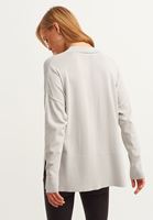 Bayan Gri  V Yaka Oversize Triko