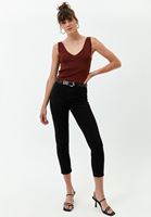 Bayan Kahverengi V Yaka Triko Atlet