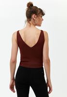 Bayan Kahverengi V Yaka Triko Atlet