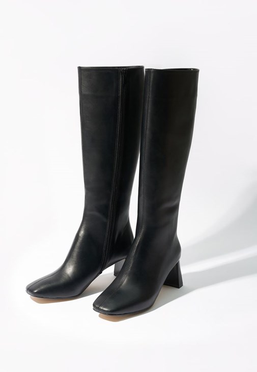 Siyah Vegan Deri Uzun Çizme 21KOX-RETLONG | OXXO