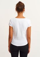 Bayan Beyaz Pamuklu Yaka Detaylı Tişört