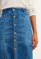 Bayan Mavi Midi Boy Denim Etek
