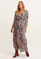 Bayan Çok Renkli Beli Cut-Out Detaylı V Yaka Uzun Elbise