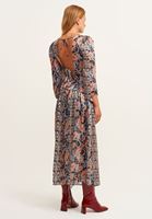 Bayan Çok Renkli Beli Cut-Out Detaylı V Yaka Uzun Elbise