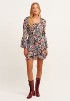 Women Mixed Boho style ruffled dress