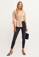 Bayan Siyah Yüksek Bel Push Up Skinny Denim Pantolon