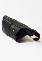 Bayan Siyah Çok Gözlü Vegan Bel Çantası