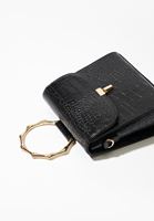 Bayan Siyah Dokulu Vegan Deri Çanta