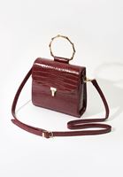 Bayan Bordo Dokulu Vegan Deri Çanta