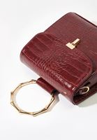 Bayan Bordo Dokulu Vegan Deri Çanta