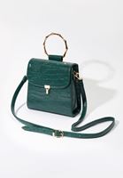 Bayan Yeşil Dokulu Vegan Deri Çanta