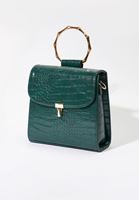 Bayan Yeşil Dokulu Vegan Deri Çanta