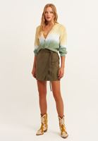 Bayan Yeşil Bel Detaylı Süet Mini Etek