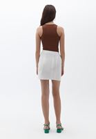 Bayan Krem Bağcık Detaylı Mini Etek ( TENCEL™ )