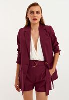 Bayan Bordo Boyfriend Blazer Ceket ( TENCEL™ )