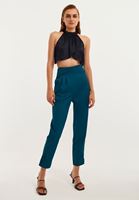 Bayan Mavi Bel ve Paça Detaylı Pantolon ( TENCEL™ )
