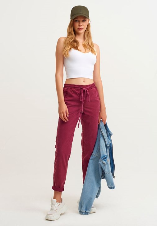Vişne Çürüğü Yumuşak Dokulu Baggy Pantolon ( TENCEL™ ) 21KOX