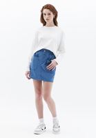 Women Blue Mini Skirt with Pockets