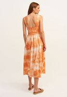 Bayan Kiremit Batik Desenli Midi Elbise ( TENCEL™ )
