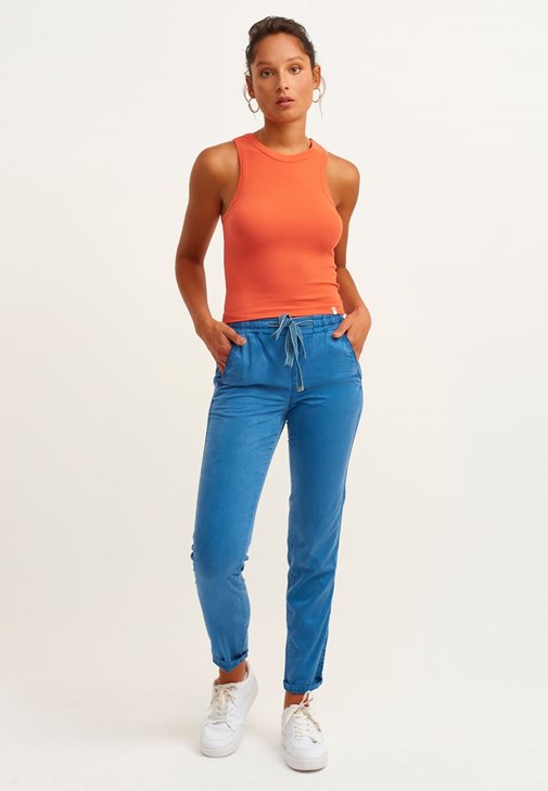 Mavi Beli Lastikli Carrot-Fit Pantolon ( TENCEL™ )