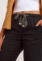 Bayan Siyah Beli Lastikli Carrot-Fit Pantolon ( TENCEL™ )