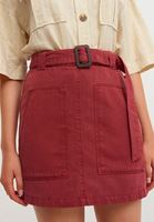 Bayan Bordo Kemerli Mini Etek ( TENCEL™ )