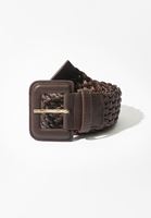 Bayan Kahverengi Örgü Detaylı Kemer