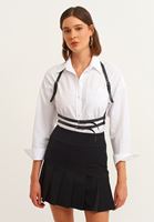 Bayan Siyah Toka Detaylı Vücut Kemeri