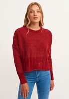 Bayan Kırmızı Şönil Örgülü Wide-Fit Triko