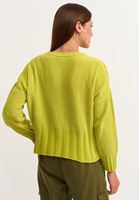 Bayan Yeşil Şönil Örgülü Wide-Fit Triko
